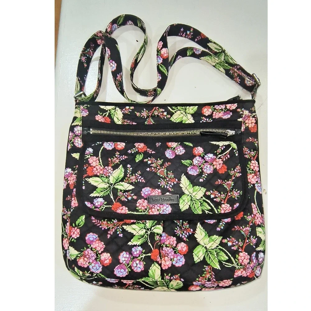 Vera Bradley Winter Berry 3pc Set Crossbody Bag Turnlock Wallet Cosmetic Pouch
